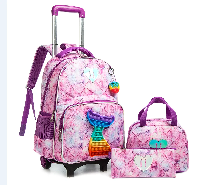 16 Inch 3 pcs set School Wheeled Trolley Bags for girls Kids School Wheeled Backpack Rolling backpack School Bags with wheels