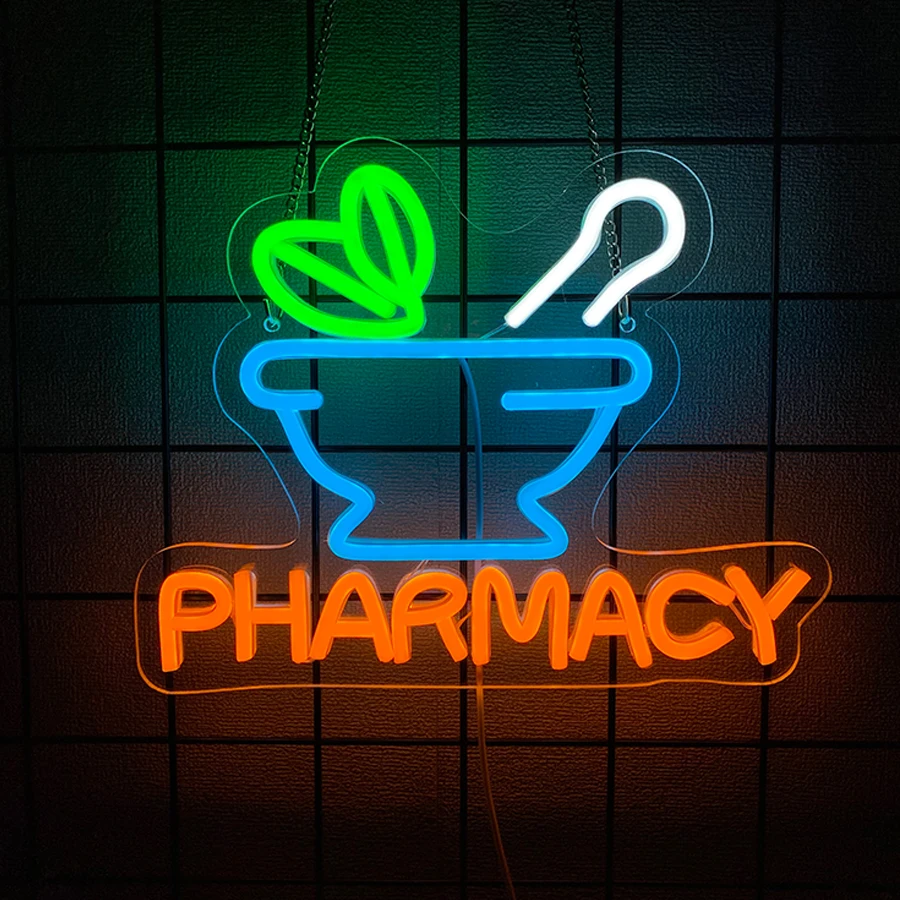 Pharmacy Neon Signs for Wall Decor, Pharmacy LED Sign for Medicine Shop Business Sign Wall Art Decor, USB Powered