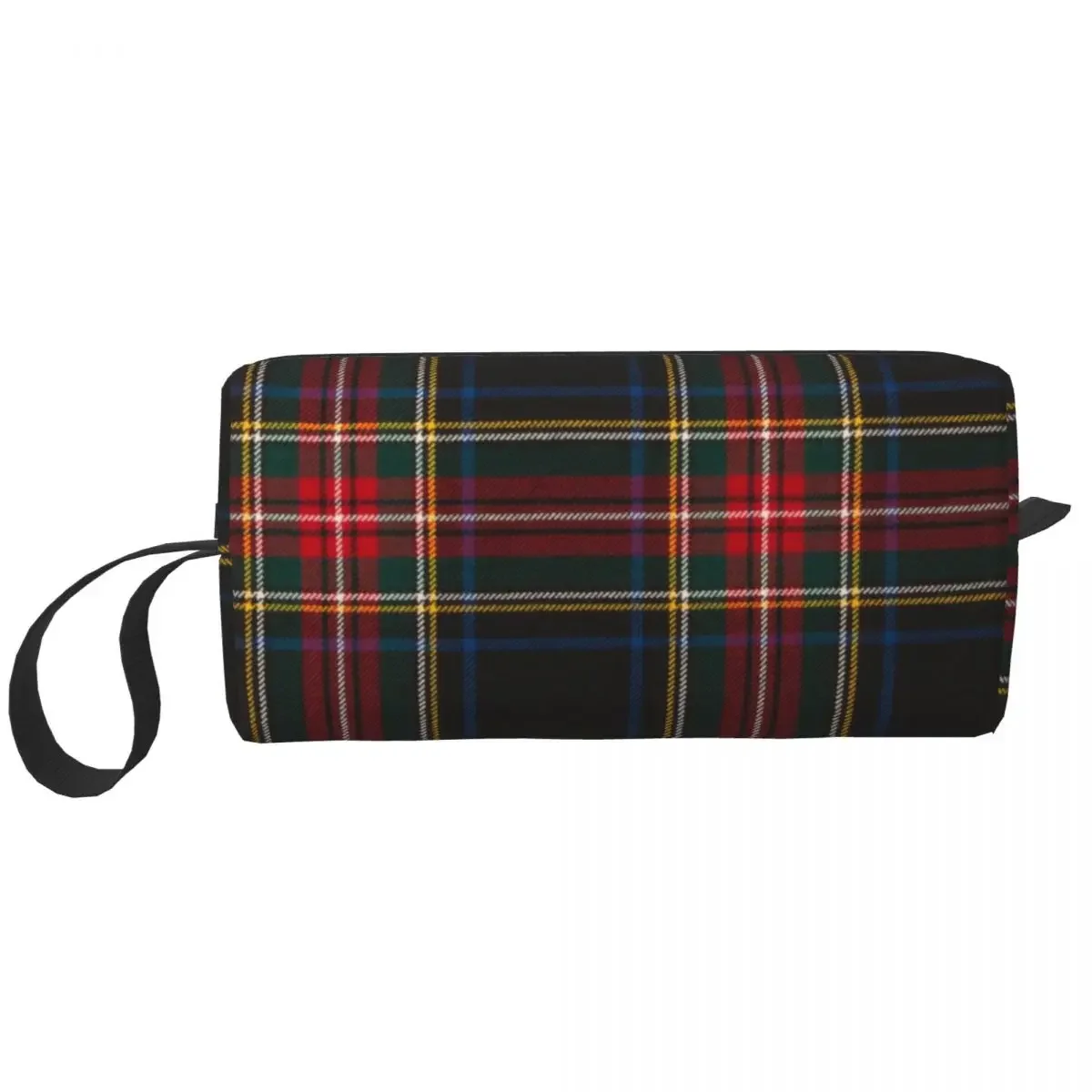 Black Tartan Plaid Travel Cosmetic Bag Geometric Gingham Check Texture Toiletry Makeup Organizer Ladies Beauty Storage Dopp Kit