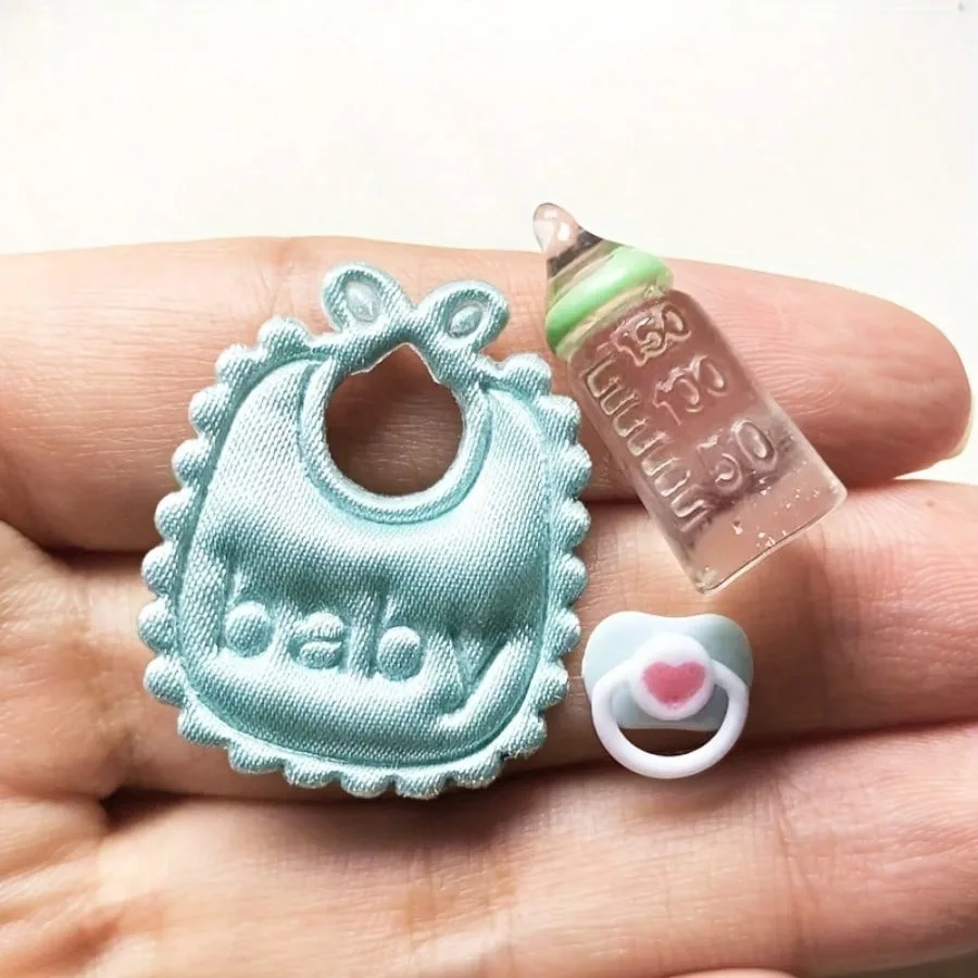 1 Set Doll House Decorations, Including Mini Bibs, Pacifiers, Bottles, Mini Scene Props And Photography Props