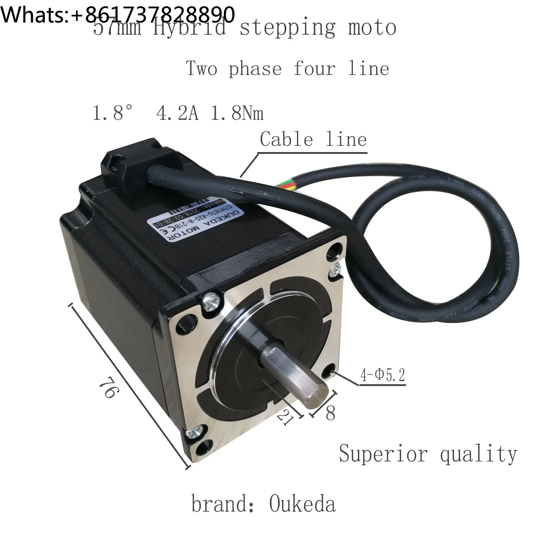 57BYGH76 stepper motor 1.8 degrees 4.2A 1.8Nm 57 stepper motor Nema23 stepper motor