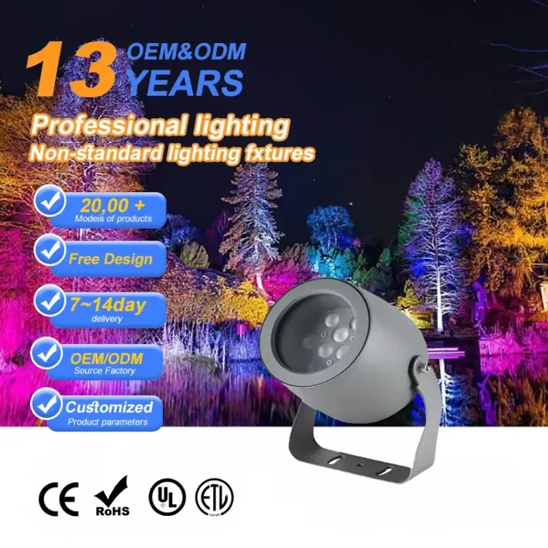 High Quality 18-72W COB LED Flood Light for Outdoor Landscape Lighting IP65 Waterproof Aluminum Body IP66 Rated RGBW Color