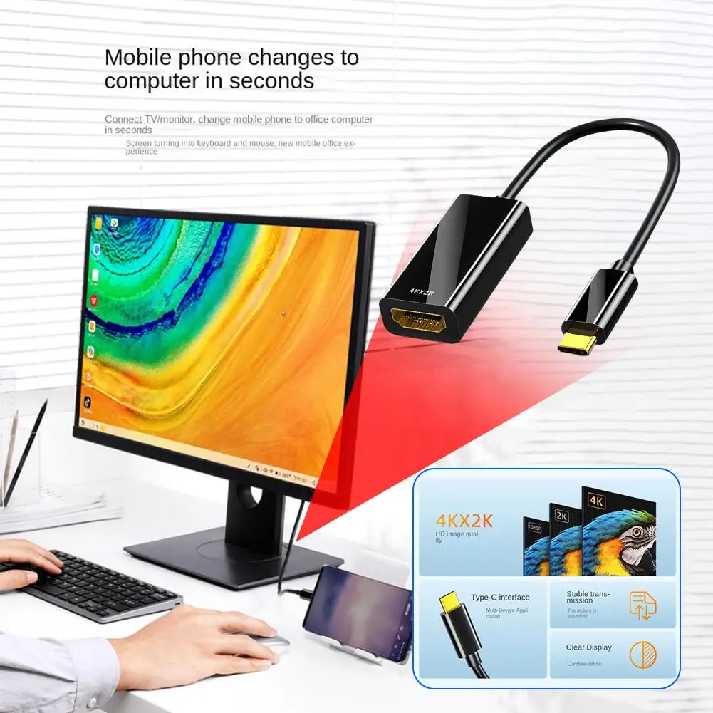 Kabel konwerter Hd USB3.1 Laptop TV Port wyświetlacza USB-C Adapter żeński typu C do HDMI przewód do konwersji kabel HDMI K8W7