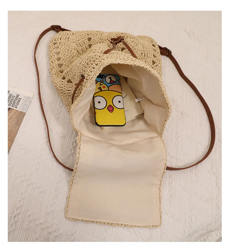 2023 New Women Handmade Straw Backpack Mini Summer Travel Bags Casual Holiday Backpack 2 Colors Drop Shipping