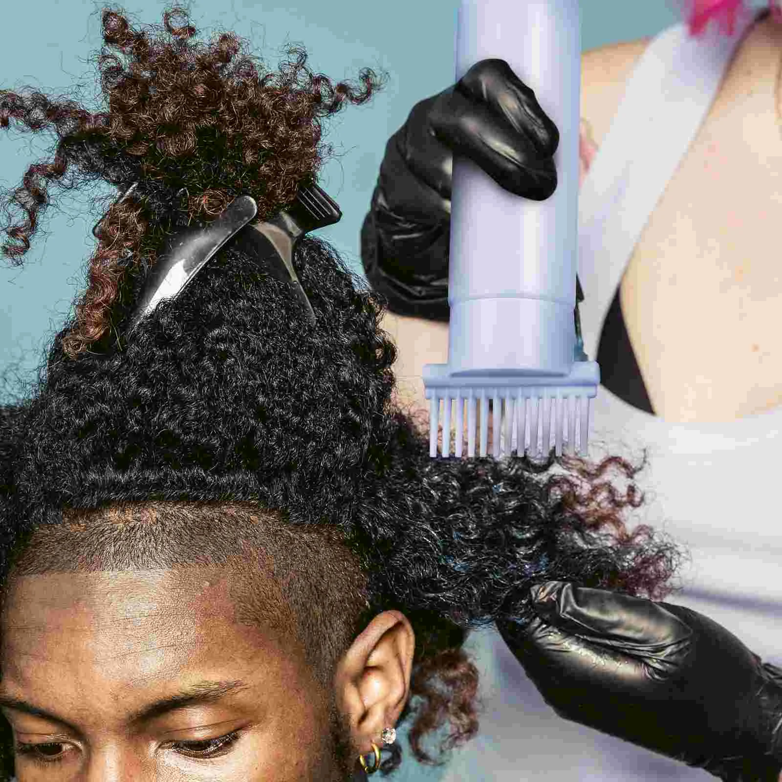 2 peças produtos de cabelo para cachos aplicador de pente de raiz garrafa lubrificador de óleo com lubrificação