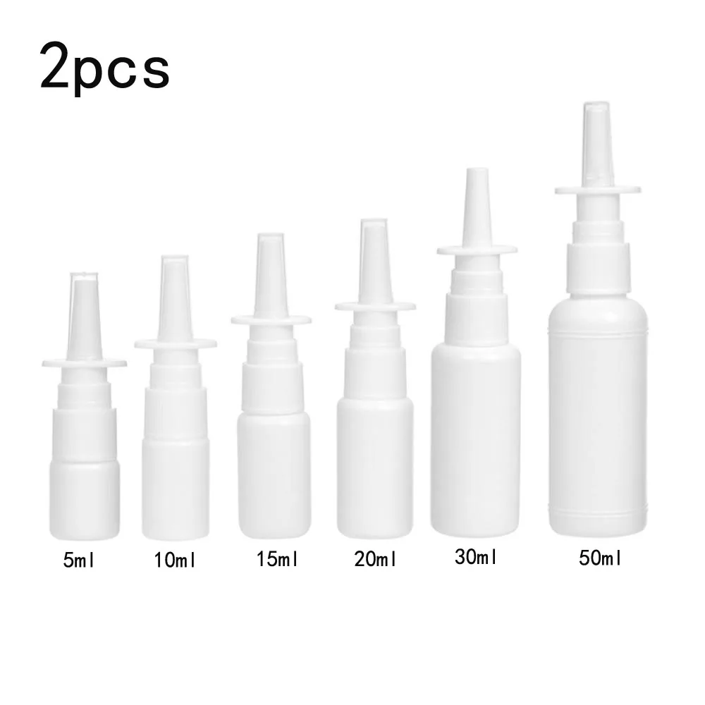 2pcs 10ml/20ml/30ml White Empty Plastic Nasal Spray Bottles Pump Sprayer Mist Nose Spray Refillable Bottling Packaging