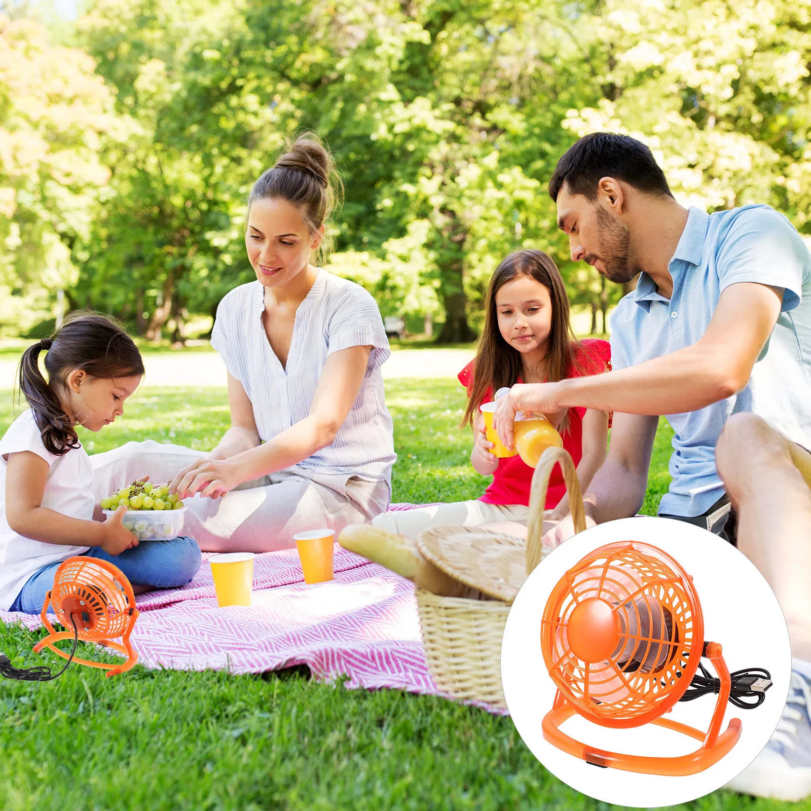 

Mini USB Fan Orange Hard Plastic Brushless Motor Ultra-Quiet 360-Degree Adjustable Portable Desktop Cooler Low Power Consumption