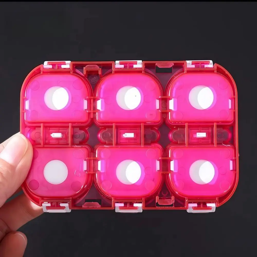 6 Grid Magnetic Fishhook Box Red Waterproof Fishing Gear Accessory Box Drop-proof Plastic Fish Hook Storage Box Outdoor Fishing