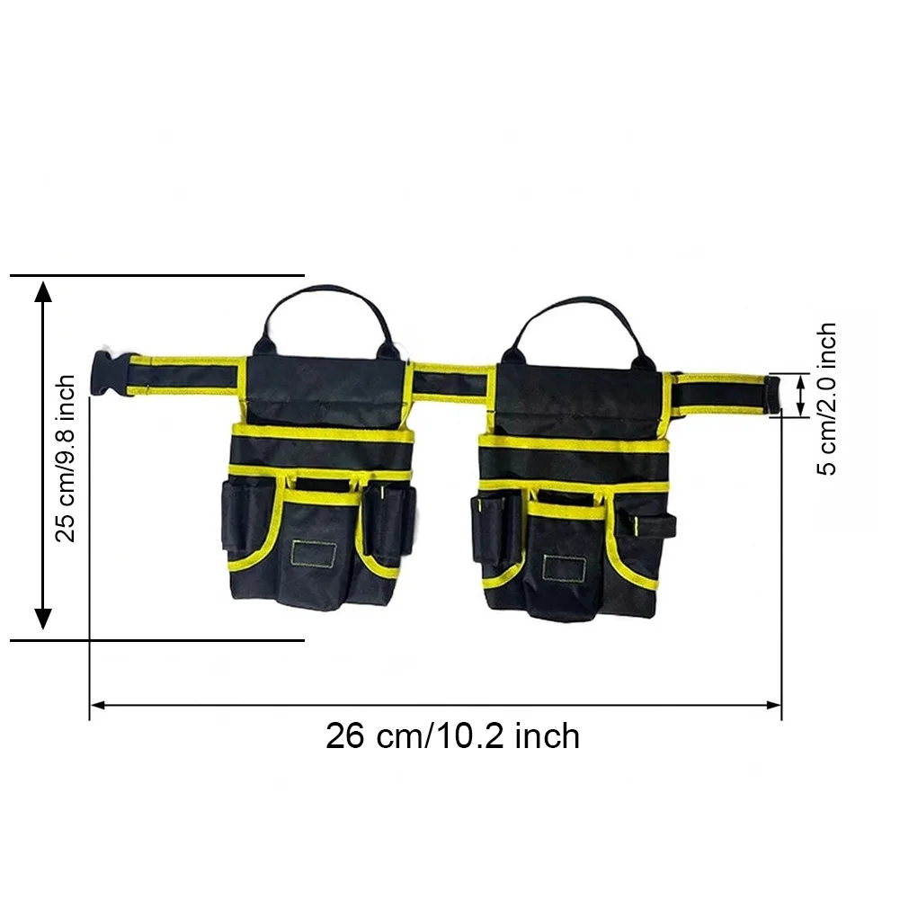 Electrician Work Belt with Comprehensive Tool Storage Solutions and Extended Design 26x25x5cm Yellow Waist Bag