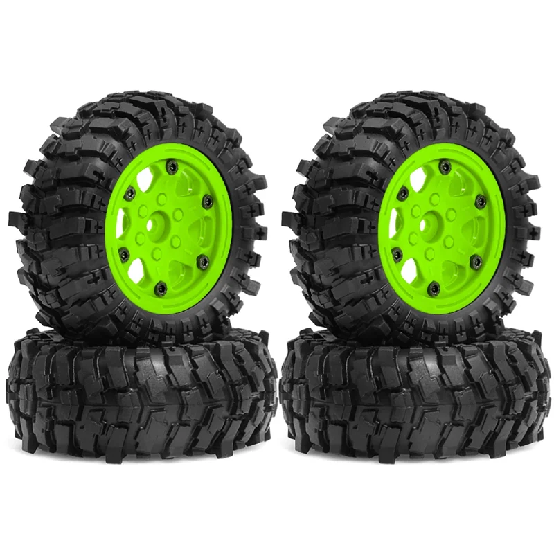 SR-4Pcs 88mm 1.9인치 비드락 휠 림 및 소프트 고무 타이어 세트 (1/10 RC 크롤러 자동차 Axial SCX10 Pro Capra Traxxas TRX4 용)