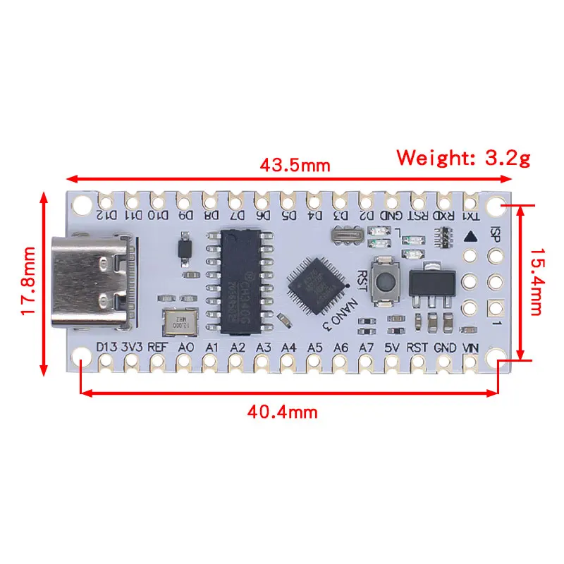 WAVGAT Type-C NANO V3.0 ATmega328P CH340G 5V 16M moduł mikrokontrolera płyta rozwojowa dla Arduino 328P CH340 ATMEGA328P-AU — zdjęcie 3