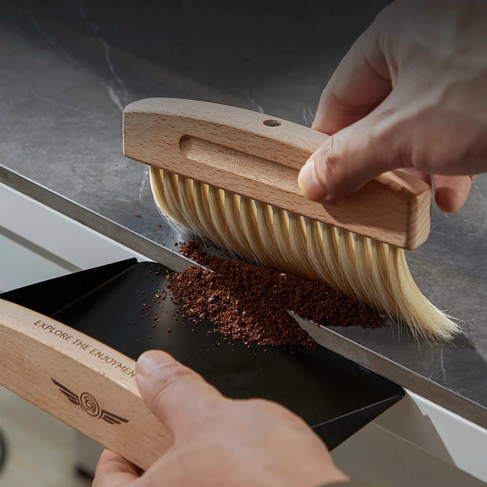 zeroHero Espresso Brush Set Black Beechwood PET Bristles for Home Barista Kitchen Coffee Grinder Portafilter Cleaning Kit Pro Xx