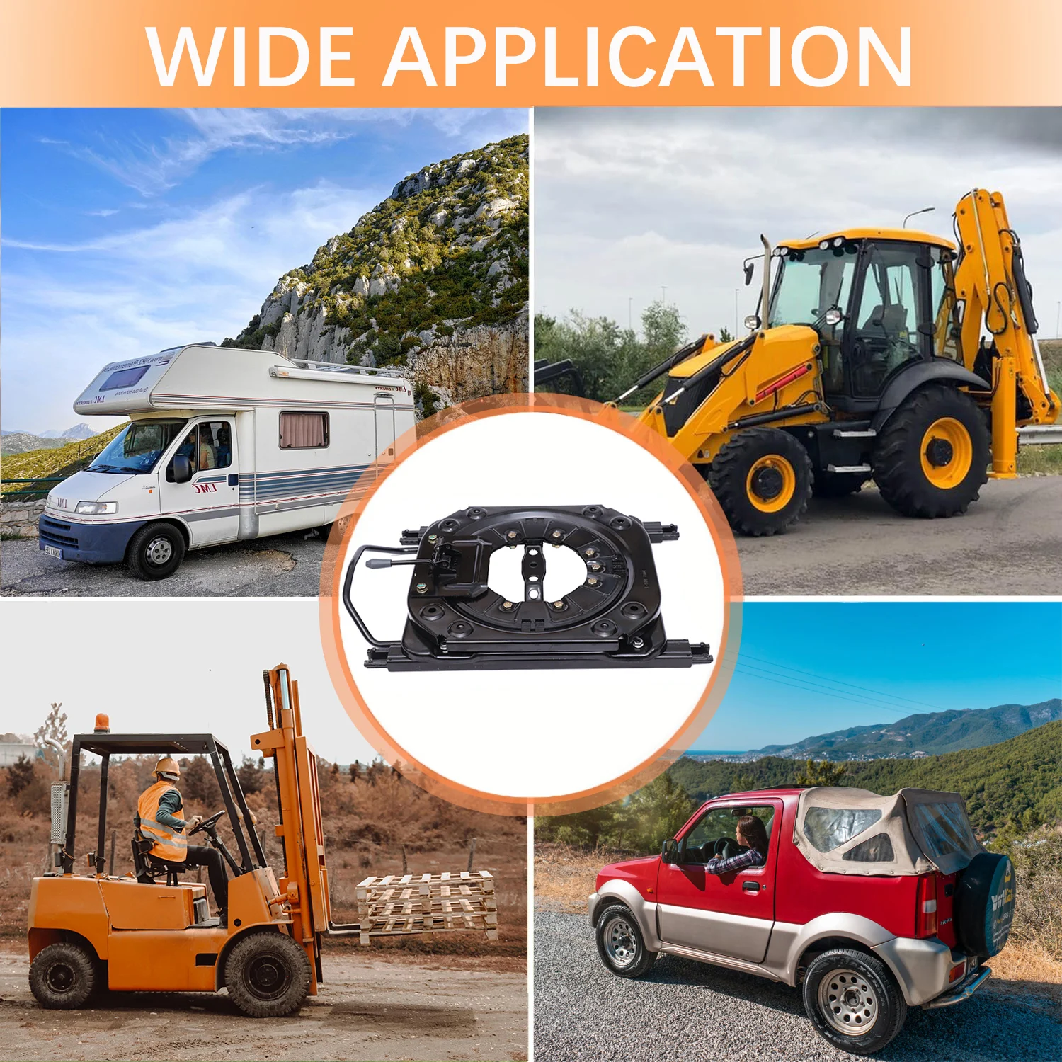 قاعدة دوارة للمقعد شديدة التحمل مع منزلق، قاعدة مقعد دوارة من ألواح فولاذية 3.0 مم قابلة للدوران 360 درجة لشاحنة قارب التخييم RV Bu