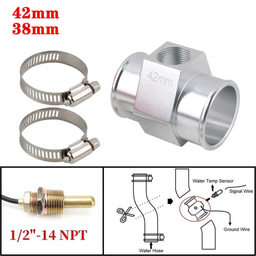 Adaptador de manguera de radiador de tubo de junta de 38mm, 40mm y 42mm para Sensor de medidor de temperatura del agua de 1/2 ""-14NPT