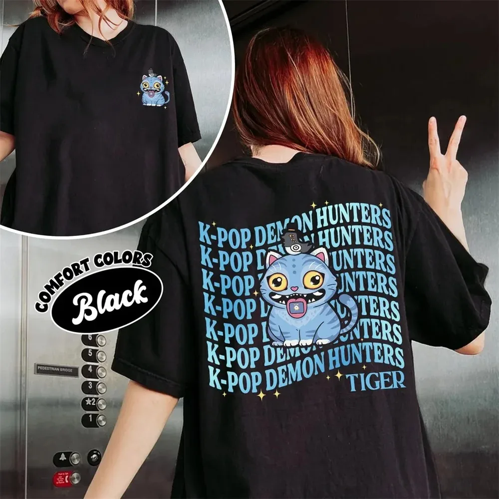 

KPop Demon Hunters Derpy Tiger 2025 New Movie Harajuku O-neck Casual Shirt Gift Overszied Y2k Street Hip Hop Female Clothes Tees