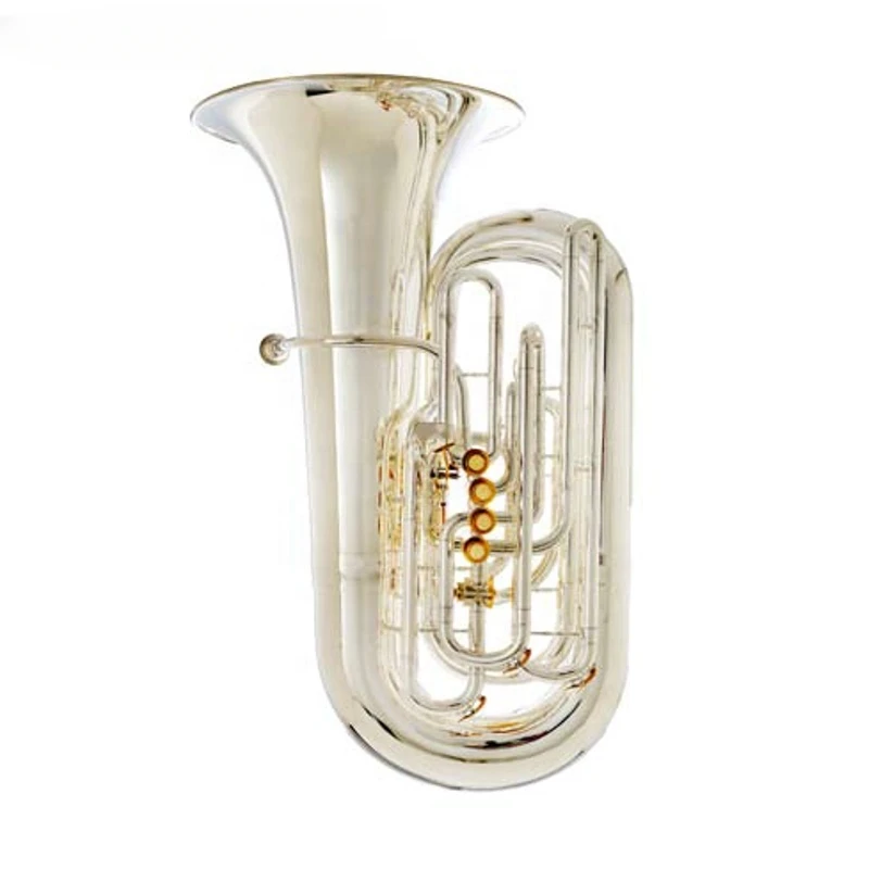 Professional Silver Plated C Tone 4 Frontal + 1 Side Pisotn Gold Brass Bell Tuba (JTUC-850)