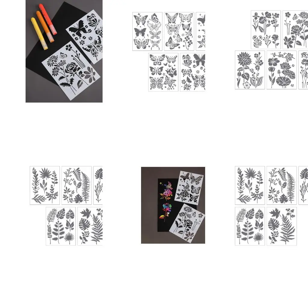  5Pcs Reusable PET Painting Stencils Butterfly Templates Kids Art Drawing Tool