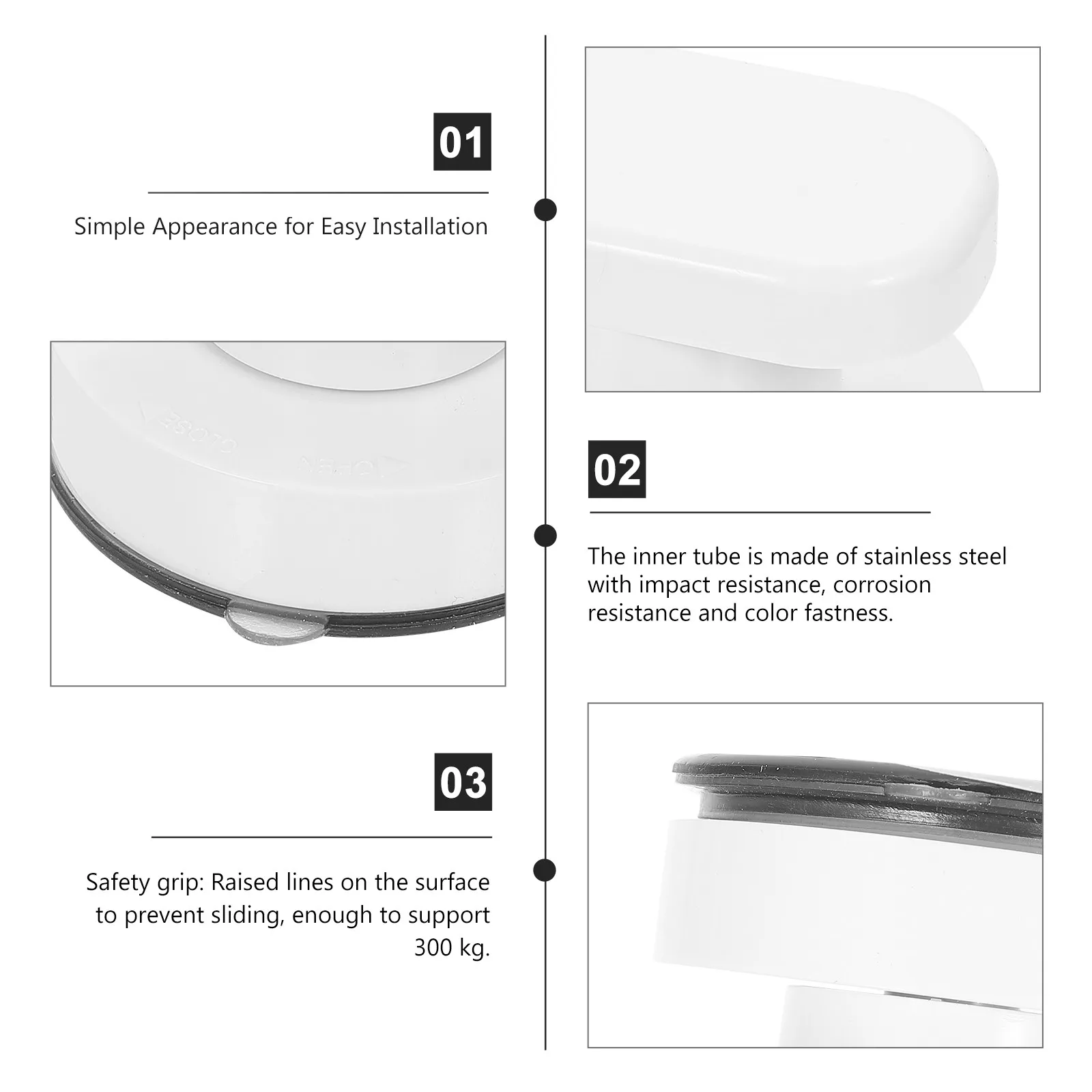 

Suction Shower Handle Bar for Bathroom Kitchen Glass Door Wall Mounted No Drill Plastic Grab Bar Home Hotel Safety