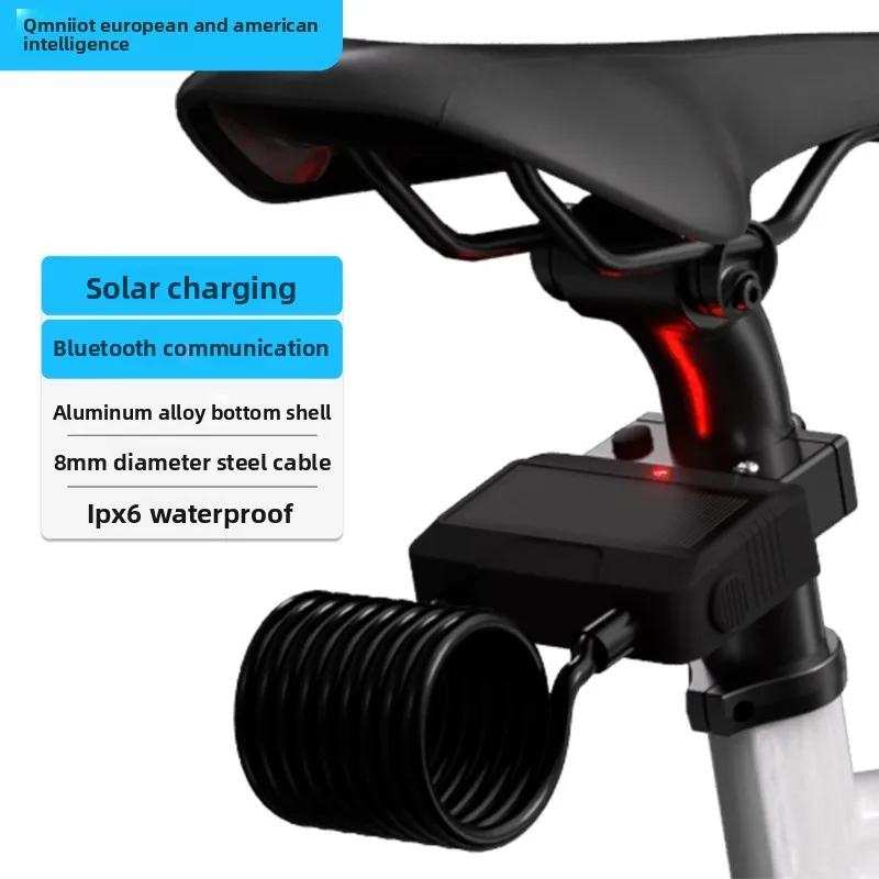 New Trend Anti Thft Alarm Long Battery Life Solar Panel Smart Cycle Bluetooths Cable Lock for Electric Hybrid Bike