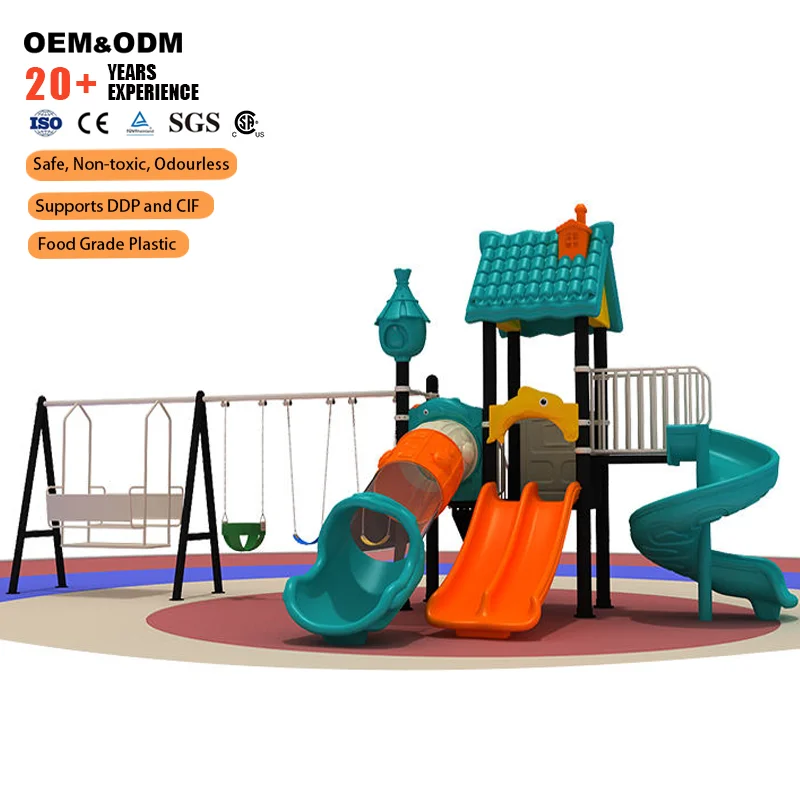 High Durable LLDPE Metal Outdoor Playground Cartoon Whale Combination Play Slide Swing Capacity For Residential Use