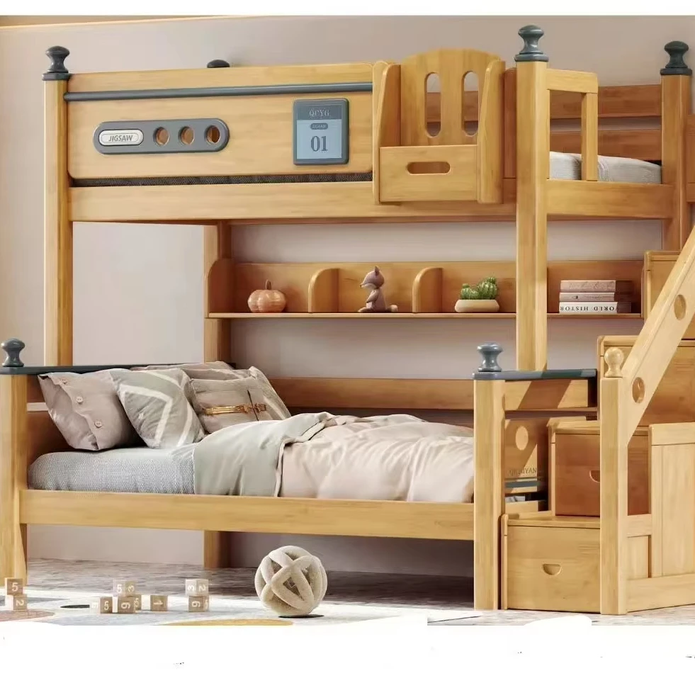 

！@2025 Kid Bedroom Nordic Modern Bunk Beds Children's Solid Wood Hot Selling Bunk Beds Wooden Kids Bed