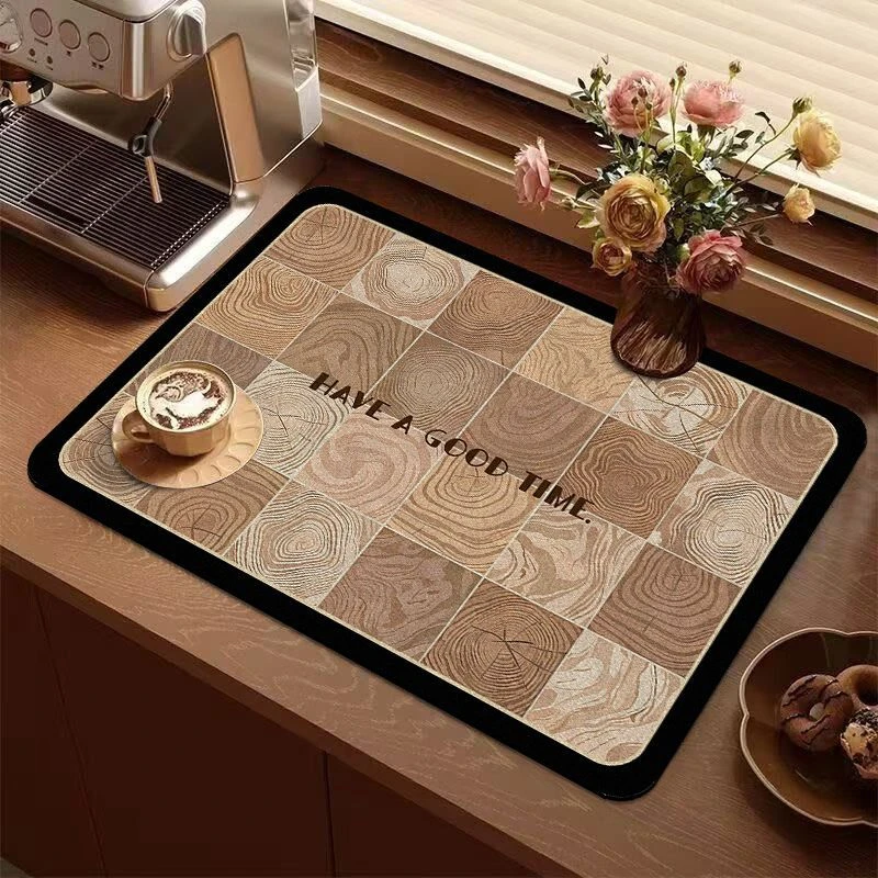 VIKAMA Kitchen Drain Mat Checkerboard Live Gently Love Deeply Quote Kitchen Counter Mat Highly Absorbent Fast Drying Anti Skid