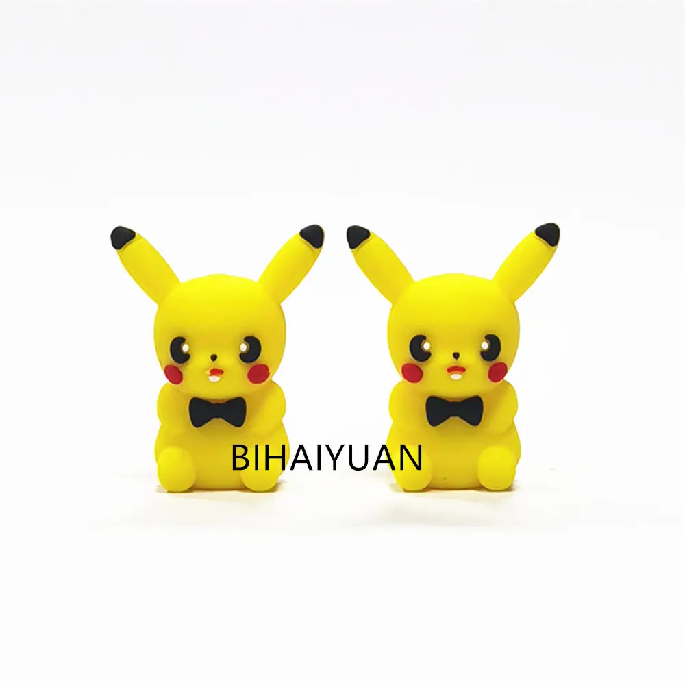 5pcs Pokemon Pikachu 3D focal Silicone beads Teether Jewelry Beads Food Grade For pen Pacifier Chain