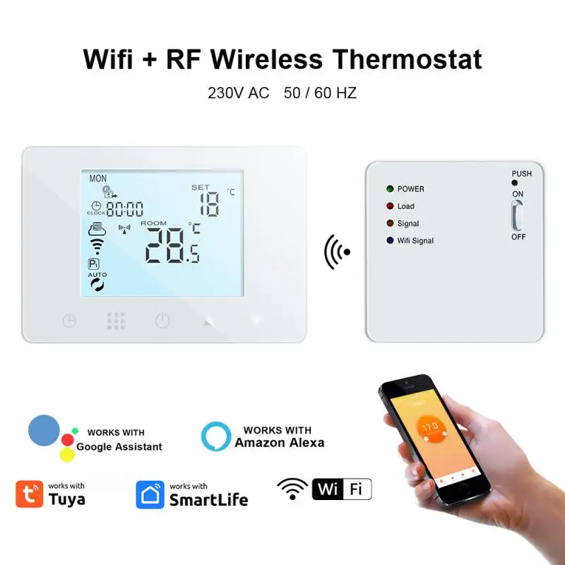 

Wall Thermostat For Floor Heating Electric Gas Lcd Display Wireless Wifi Ntc Temperature Sensor Work With Alexa Home