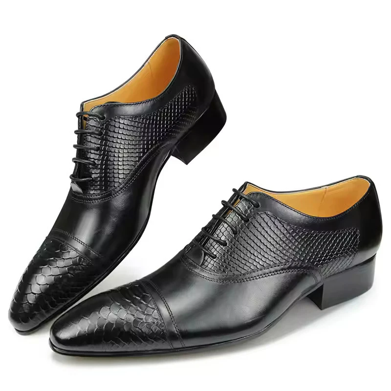 Men's Genuine Leather Pointed Toe Shoes Oxford Formal Classic High Quality Luxury Designer Derby White Wedding Shoes Man