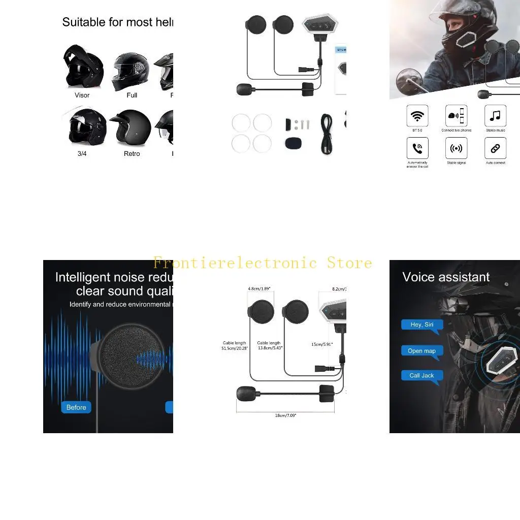 G8DB Motorcycle Helmet Headset Navigation Wireless Music Riding 450 Hours Standy for