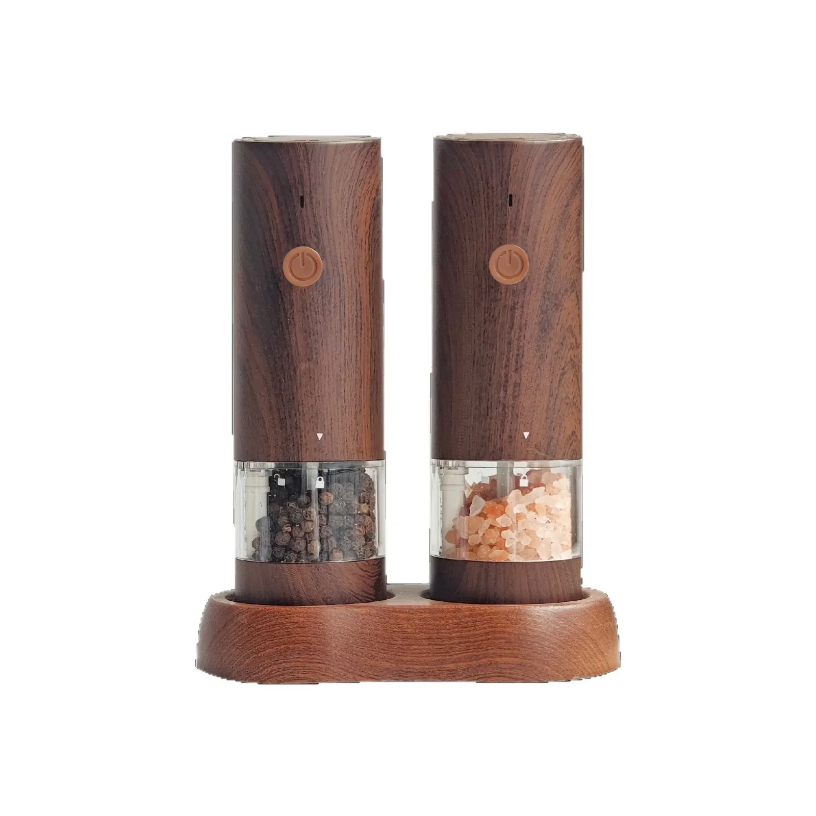B Wooden Color Electric Salt and Pepper Grinder USB Rechargeable Adjustable Coarseness Refillable Mills Spice Pepper Grinders image 5