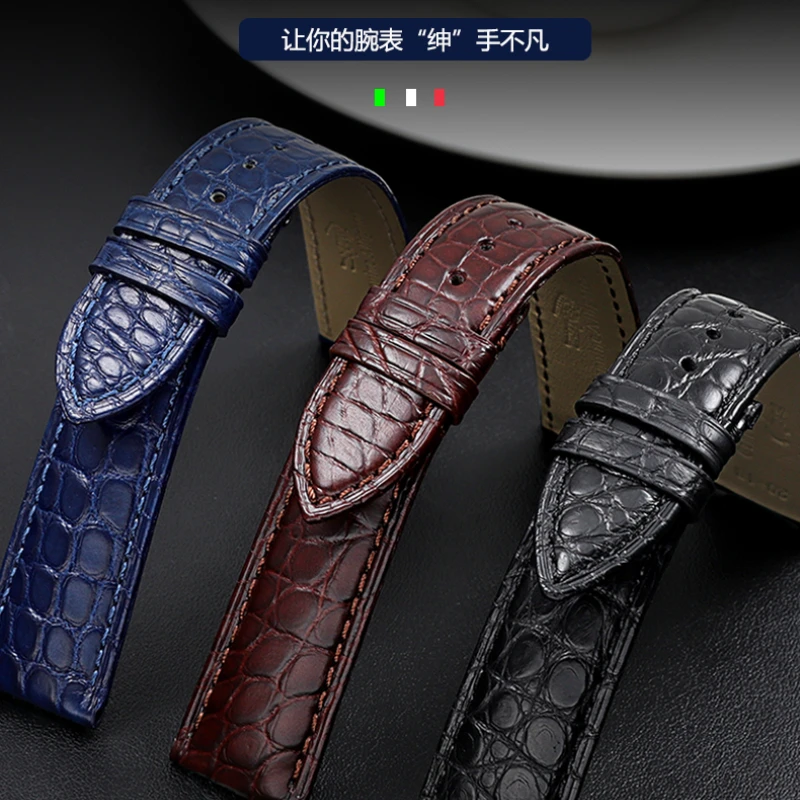 For any brands Alligator Men wacth strap 14mm 16mm 18mm 19mm 20mm 21mm 22mm Black brown blue Crocodile skin watchband Bracelet