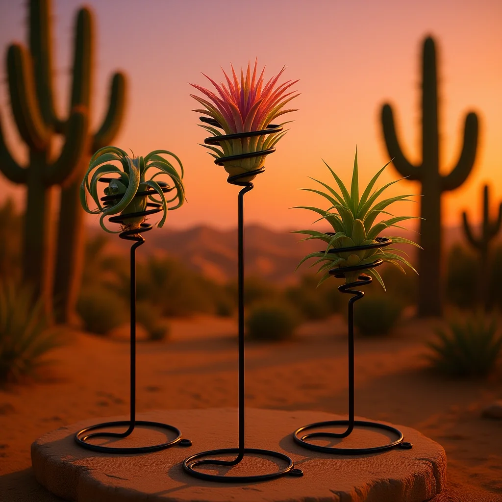 3Pcs Tillandsia Holder Air Plant Stand Spiral Flower Rack Premium Metal Desktop Plant Display Stand Sturdy Rust Resistant Decor