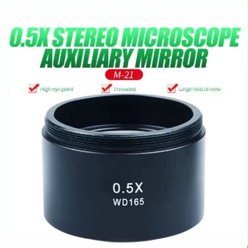 Microscope stéréoscopique avec objectif auxiliaire grossissant 0,5X et loupe grossissante 0,5X