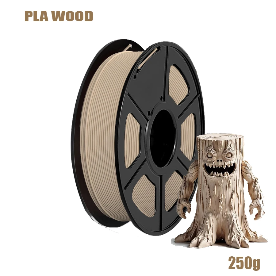Filamento PLA de impresión 3D de madera de 1,75 mm, precisión dimensional +/- 0,03 mm, sin urdimbre ni sin atascos, carrete de 250 g (0,55 lb)