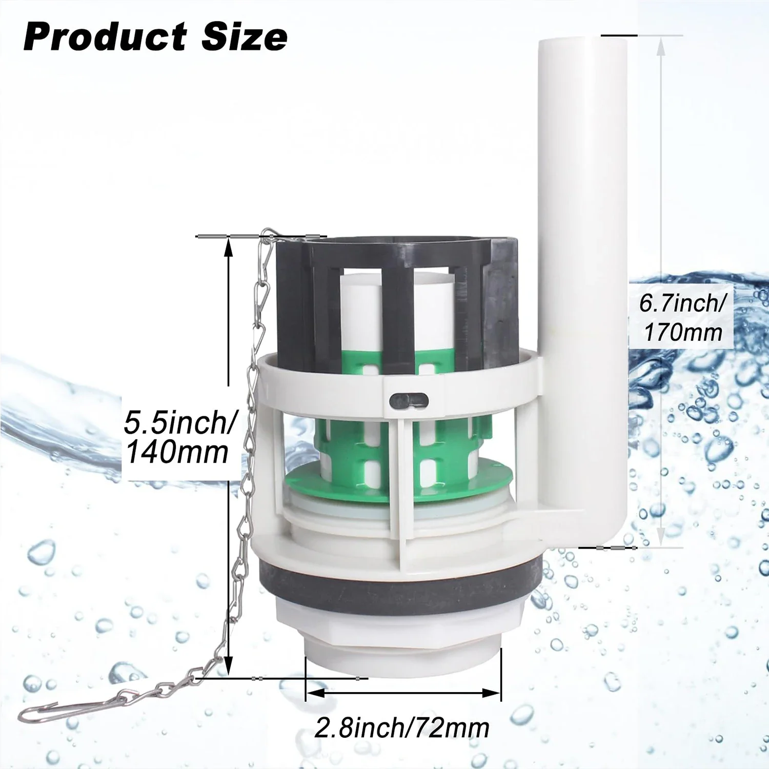 Kit de repuesto de válvula de descarga de inodoro de 3 pulgadas, botón pulsador de descarga doble Compatible con piezas de baño de diseño de dos piezas TOTO