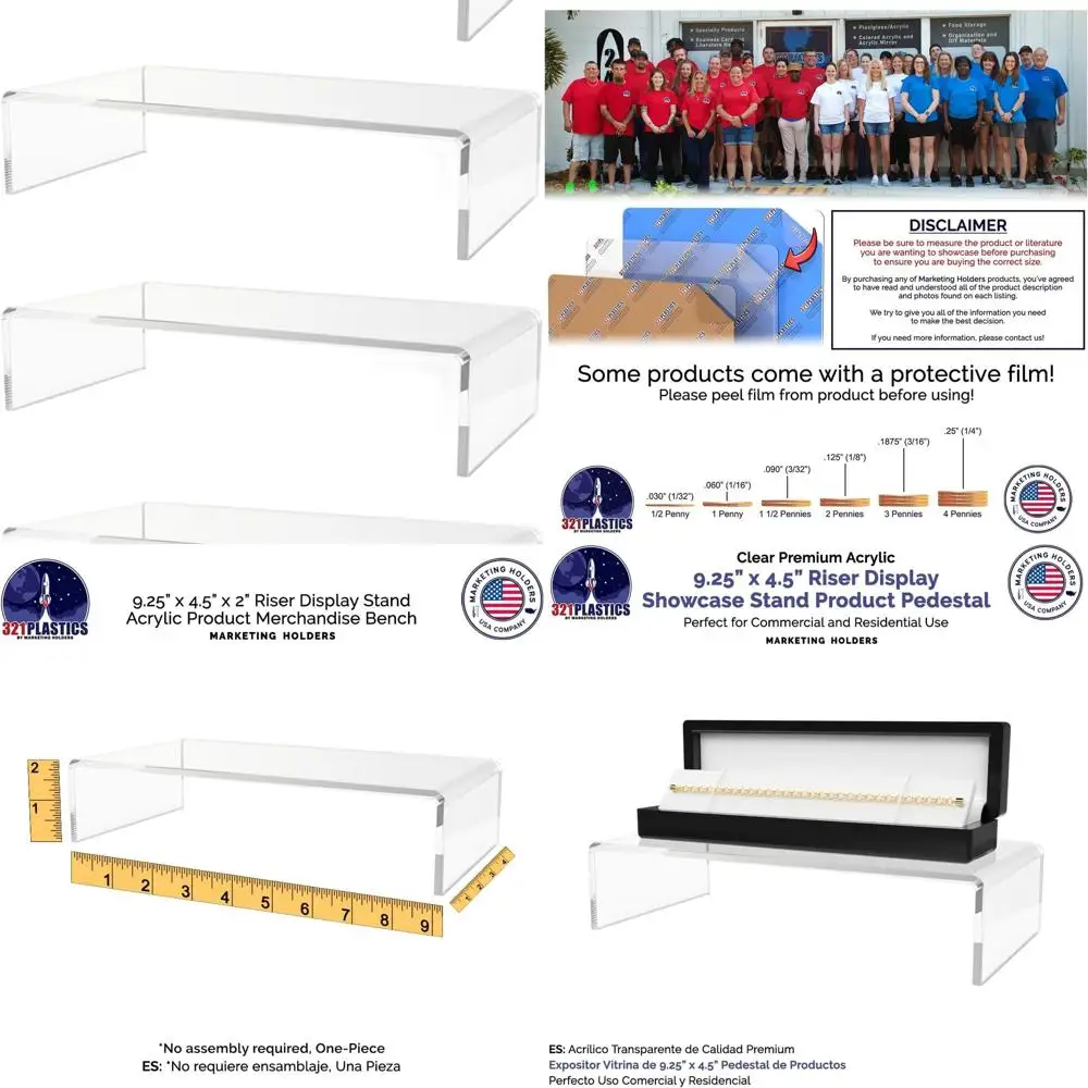

Прозрачная акриловая прямоугольная подставка для демонстрации, 9,25 x 4,5 x 2 дюйма, для коллекционных предметов, товаров, фигурок и моделей автомобилей