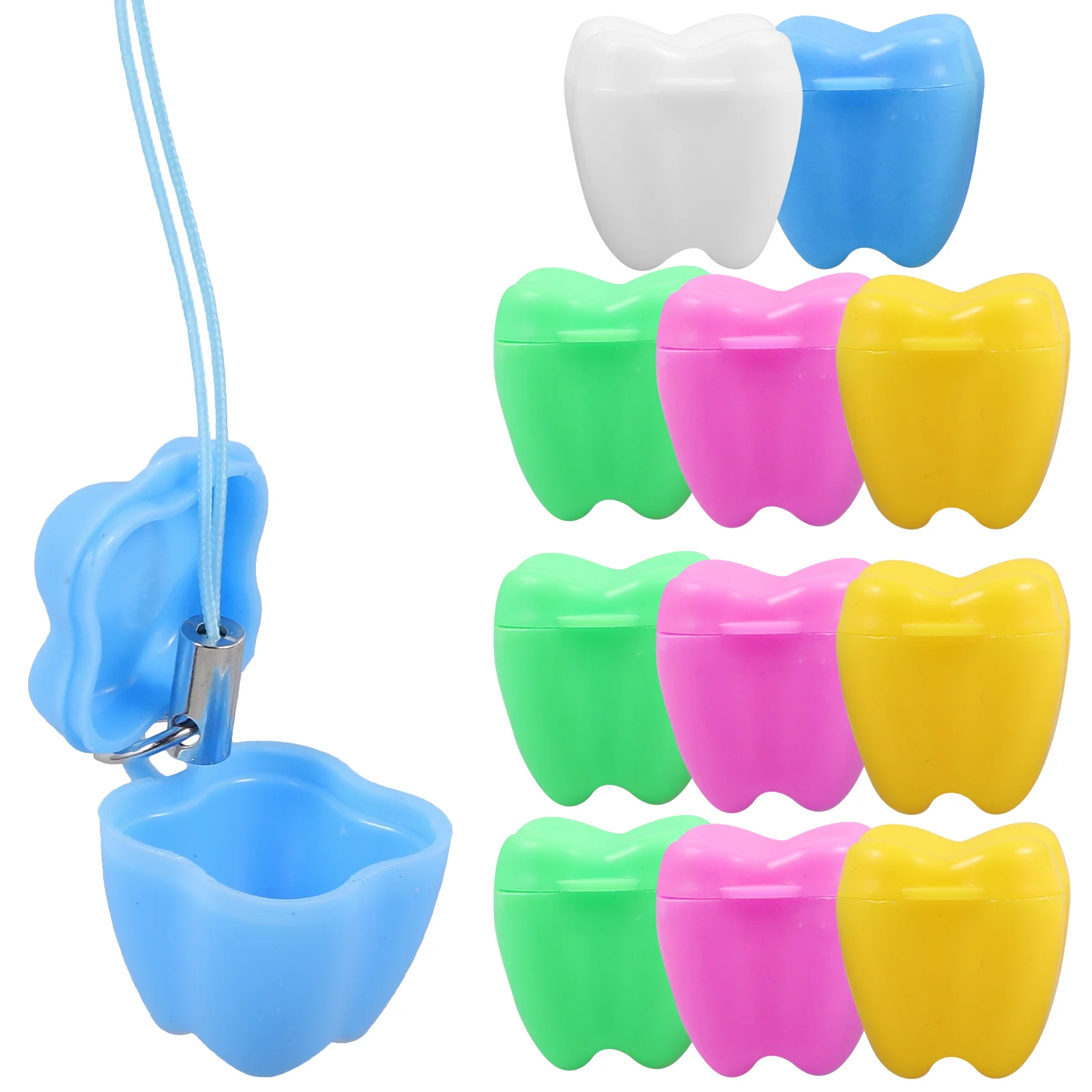 12 Pcs Tooth Box Baby Teeth Storage Child Brush Saver Necklace Plastic Keepsake Container