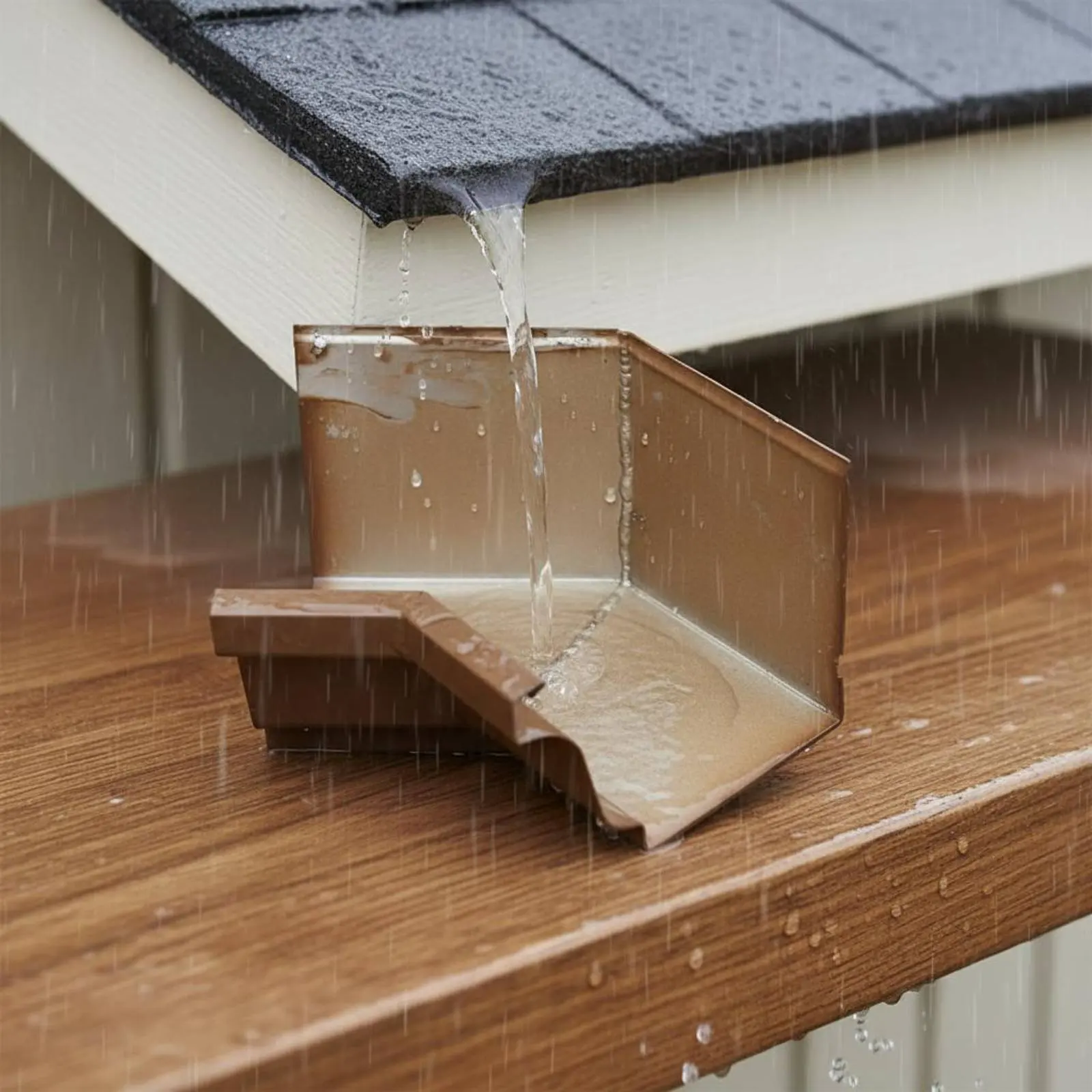 Aluminum Alloy Rain Gutter High Stability Eaves Water Trough Villa Downspout Conduit Prevents Foundation Damage for Contractors