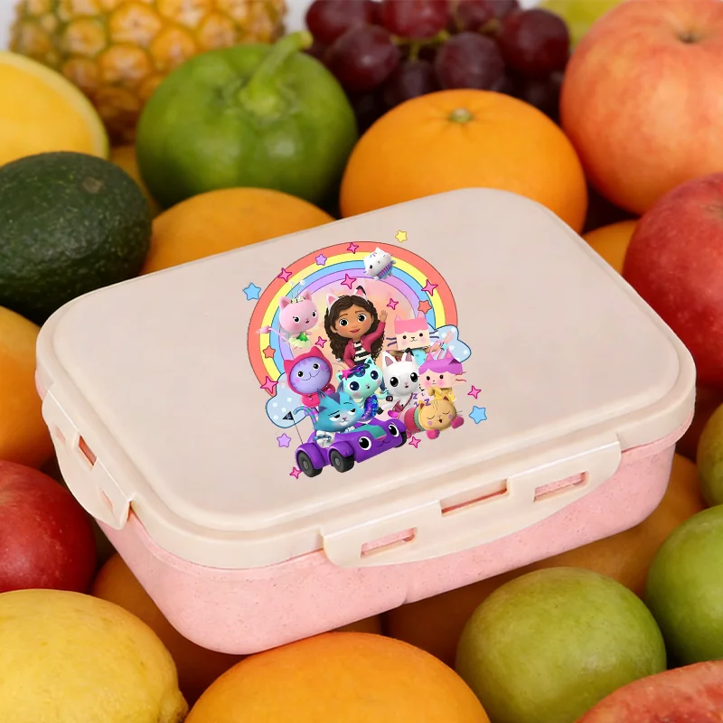 

Gabbys Dollhous Girl Student School Picnic Bento Case Lunch Boxes Kid Cute Anime Woman Kawaii Separate Lunch Box Party Game Gift