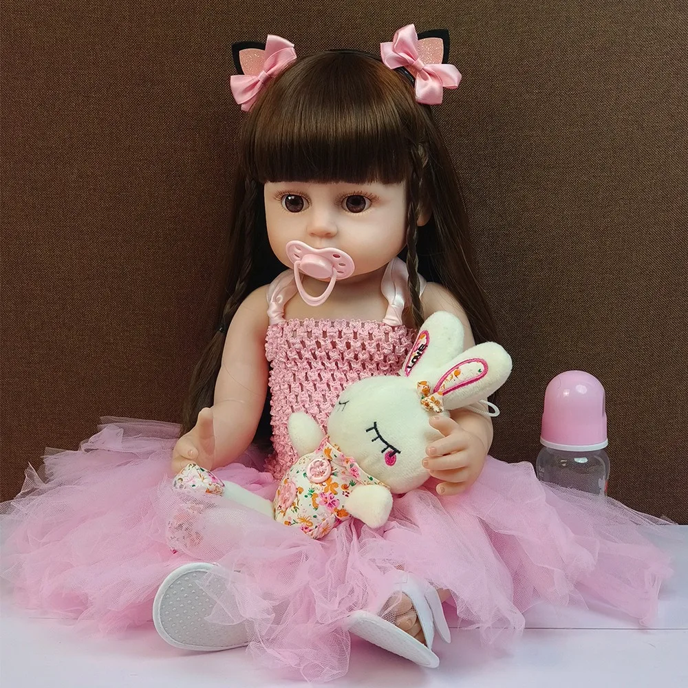 赤ちゃん用のオリジナルの生まれ変わった人形,シリコンボディ,女の子用のビニール玩具,プリンセスアクセサリー,クリスマスプレゼント,50cm