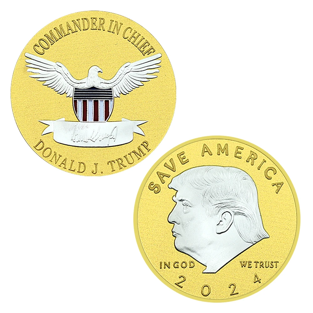 2024 DONALD J. TRUMP Commemorative Coin SAVE AMERICA IN GOD WE TRUST Challenge Coin Collection Fan Gifts