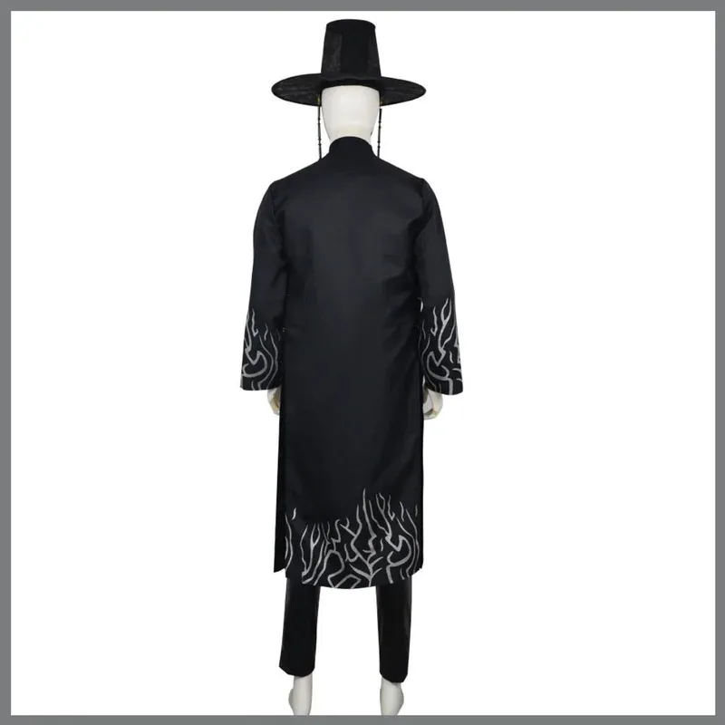 

CyMovies Saja Boys Cosplay Costume Captain Plus Vocals Black Cloak Coat Performance Uniform Hat Wig Boy Halloween Party Suit