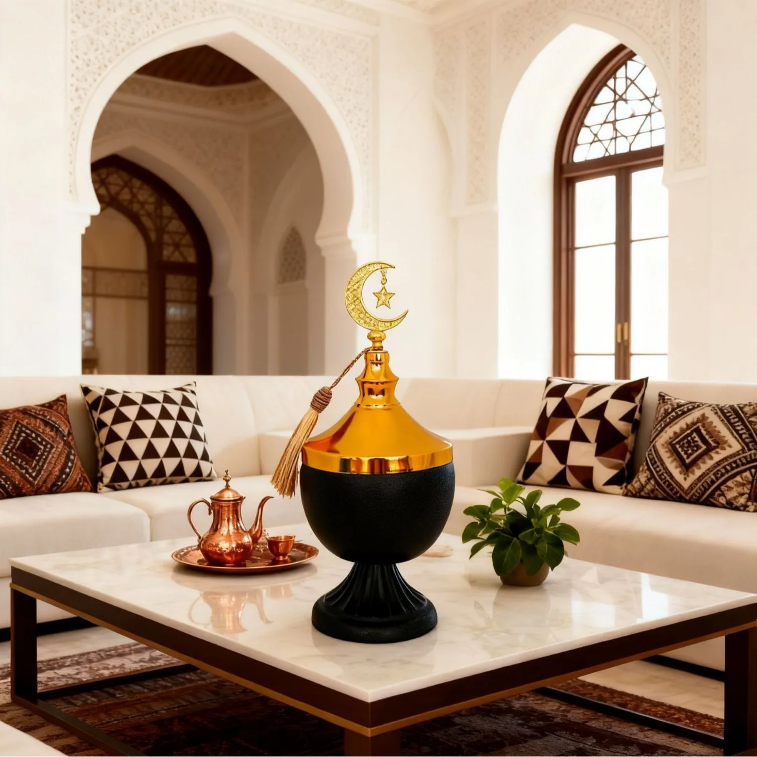 Hot-selling wrought iron high-footed dessert plate in the Middle East, golden star and moon cake, fruit light luxury fruit plate