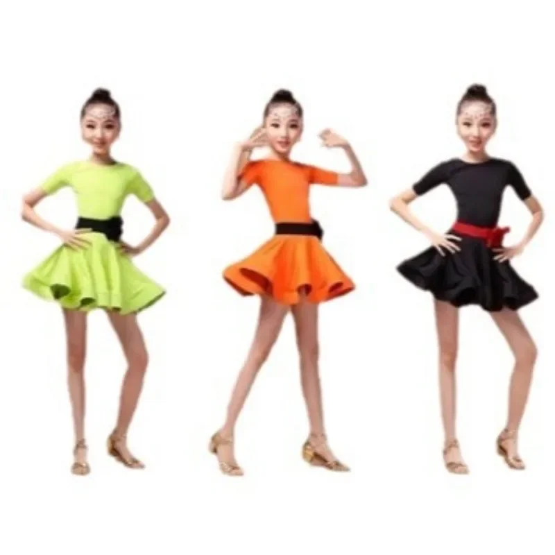 New Children\'s Latin Dance Skirt Summer Children\'s Latin Dress Test Suit Girls Practice Dance Suit Latin Dance Dress