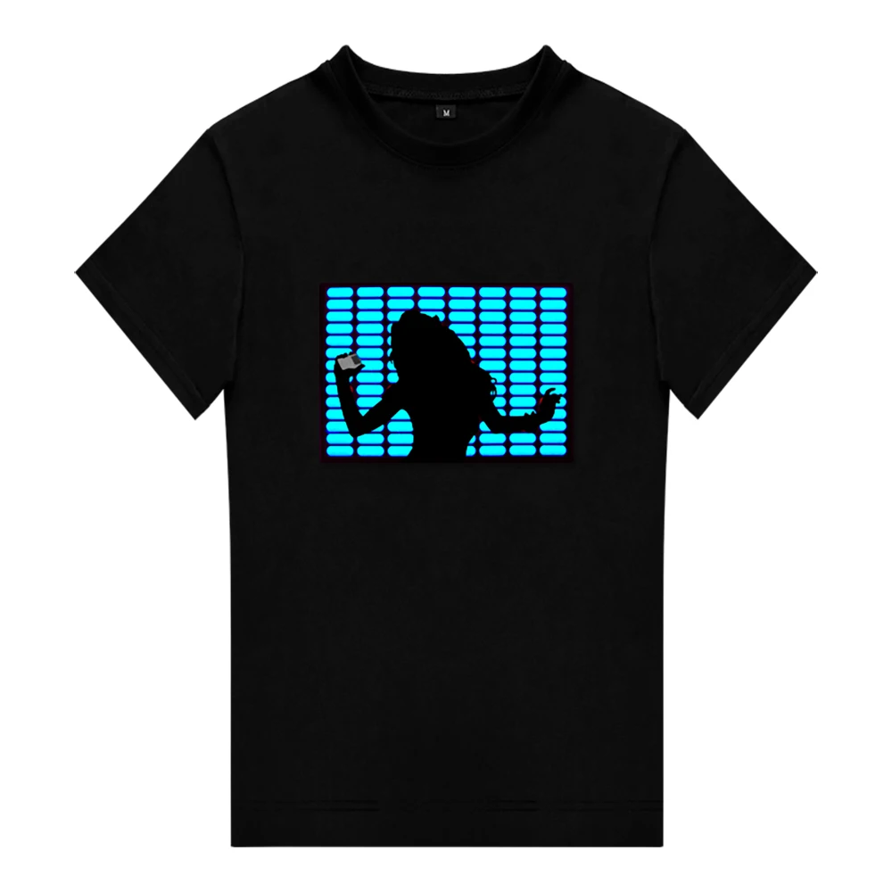 Unisex T-shirt Summer Men Women Dj Sound Activated Luminous Tees Hip Hop Style Short Sleeve DJ LED Music Glowing Tshirt