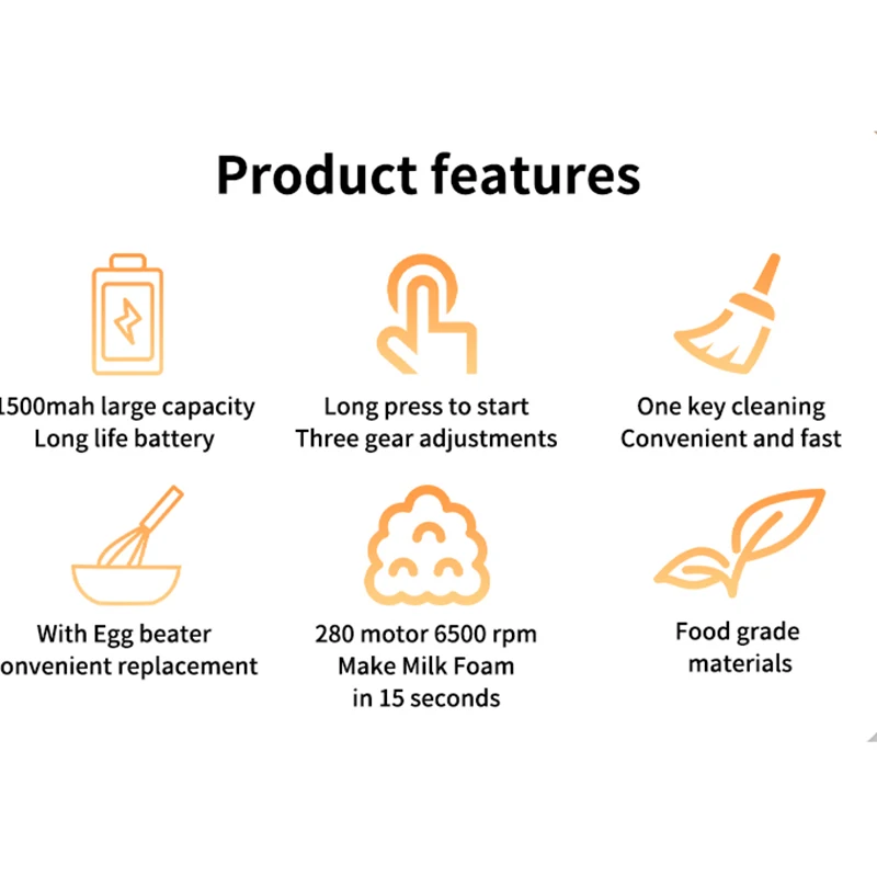 Xiaomi youpin batedor de leite elétrico sem fio espumador de leite batedor de café misturador batedor de ovo mini batedor lidar com agitador 3 velocidades novo