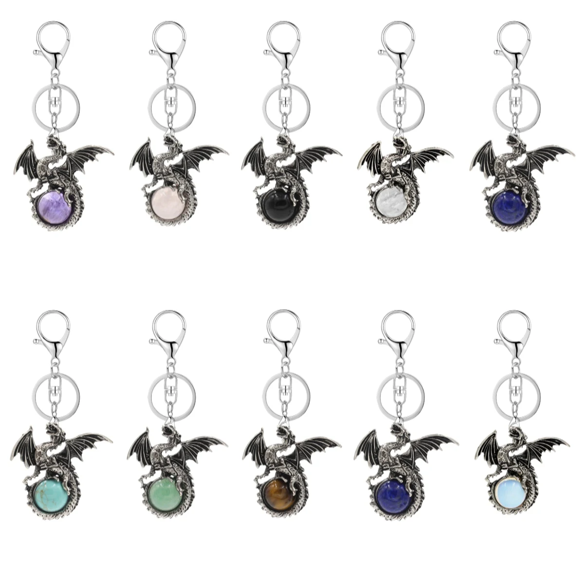 Dragon Keychain Chinese Zodiac Wings Pterosaur Stone Pendant Key Chain Accessories Lovely Rare Vintage Friendship Gift