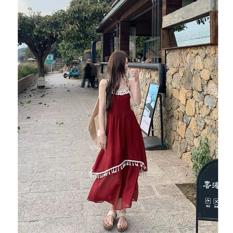 Robe Camisole épissée à franges, nouveau Design printemps/été avec ourlet asymétrique pour vêtements de bureau pour femmes