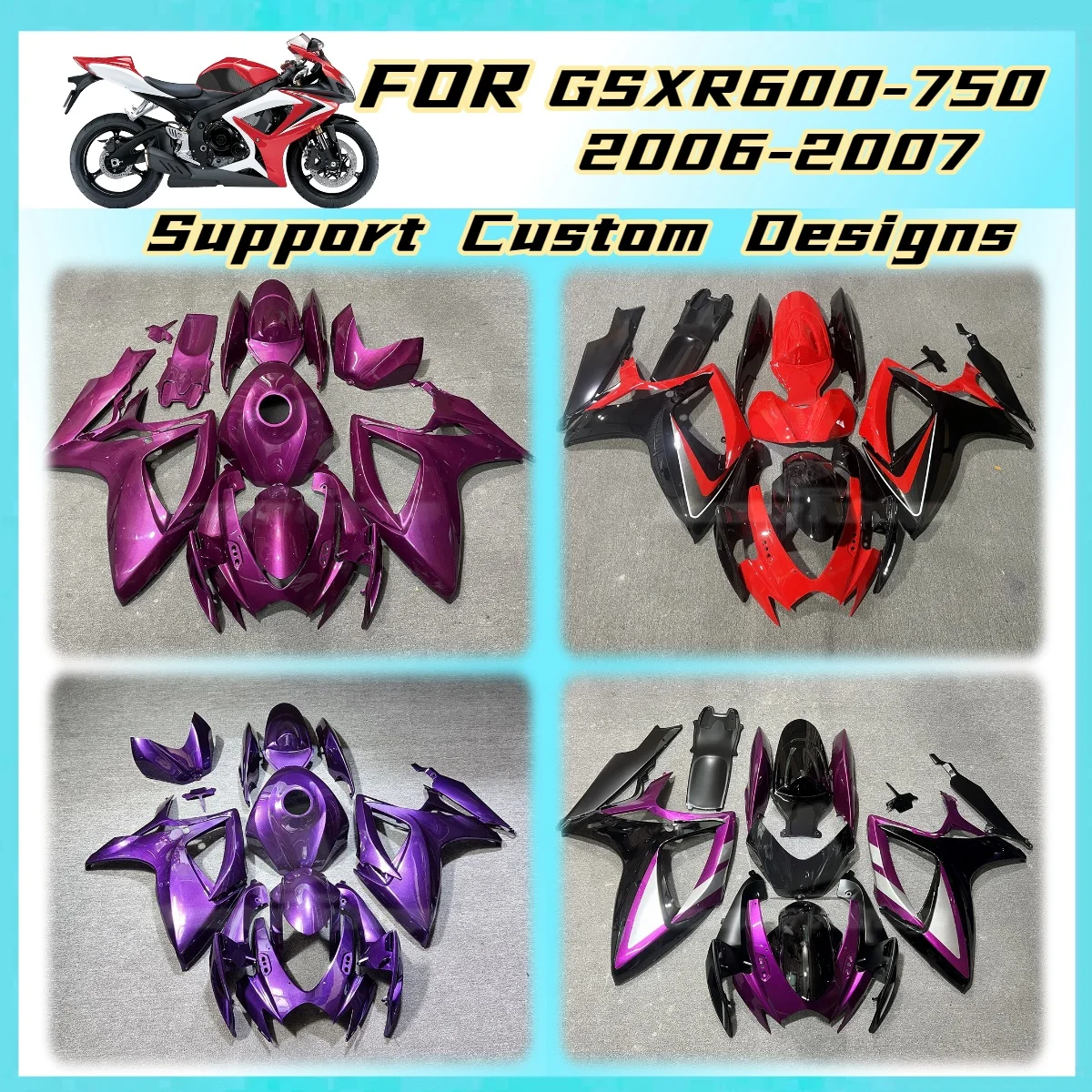 2006 2007 GSXR 600 750 Fairing Set High Quality ABS Injection Bodywork Cowl for Suzuki GSXR600 GSXR750 06 07 Motorbike Fairings